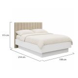 Letto Matrimoniale Bianco Beige Dimensione Materasso 180x200 cm Testiera Imbottita, Imbottito - Byron
