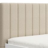 Letto Matrimoniale Bianco Beige Dimensione Materasso 180x200 cm Testiera Imbottita, Imbottito - Byron