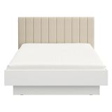 Letto Matrimoniale Bianco Beige Dimensione Materasso 180x200 cm Testiera Imbottita, Imbottito - Byron