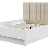Letto Matrimoniale Bianco Beige Dimensione Materasso 180x200 cm Testiera Imbottita, Imbottito - Byron