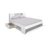 Letto Matrimoniale Bianco Contenitore Dimensione Materasso 160x200 cm, Peso Supportato 150 kg - Murlo