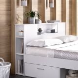 Letto Matrimoniale Bianco Contenitore Dimensione Materasso 160x200 cm, Peso Supportato 150 kg - Murlo