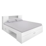 Letto Matrimoniale Bianco Contenitore Dimensione Materasso 160x200 cm, Peso Supportato 150 kg - Murlo