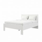 Letto Matrimoniale Bianco Crema Dimensione Materasso 160x200 cm Testata Effetto Dogato, Peso Supportato 200 kg - Siwwa