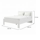 Letto Matrimoniale Bianco Crema Dimensione Materasso 160x200 cm Testata Effetto Dogato, Peso Supportato 200 kg - Siwwa