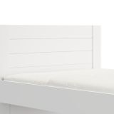 Letto Matrimoniale Bianco Crema Dimensione Materasso 160x200 cm Testata Effetto Dogato, Peso Supportato 200 kg - Siwwa