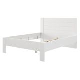 Letto Matrimoniale Bianco Crema Dimensione Materasso 160x200 cm Testata Effetto Dogato, Peso Supportato 200 kg - Siwwa
