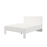 Letto Matrimoniale Bianco Crema Dimensione Materasso 160x200 cm Testata Effetto Dogato, Peso Supportato 200 kg - Siwwa