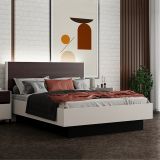 Letto Matrimoniale Bianco Crema Marrone Noce Dimensione Materasso 180x200 cm Peso Supportato 200 kg, Matrimoniale - Kamak
