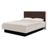 Letto Matrimoniale Bianco Crema Marrone Noce Dimensione Materasso 180x200 cm Peso Supportato 200 kg, Matrimoniale - Kamak