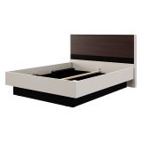 Letto Matrimoniale Bianco Crema Marrone Noce Dimensione Materasso 180x200 cm Peso Supportato 200 kg, Matrimoniale - Kamak