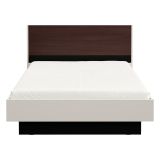 Letto Matrimoniale Bianco Crema Marrone Noce Dimensione Materasso 180x200 cm Peso Supportato 200 kg, Matrimoniale - Kamak
