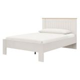 Letto Matrimoniale Bianco Crema Marrone Rovere Dimensione Materasso 160x200 cm Testata Dettaglio Rigato, Peso Supportato 200 kg - Luangp