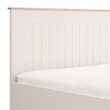 Letto Matrimoniale Bianco Crema Marrone Rovere Dimensione Materasso 160x200 cm Testata Dettaglio Rigato, Peso Supportato 200 kg - Luangp
