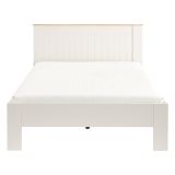 Letto Matrimoniale Bianco Crema Marrone Rovere Dimensione Materasso 160x200 cm Testata Dettaglio Rigato, Peso Supportato 200 kg - Luangp