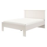 Letto Matrimoniale Bianco Crema Marrone Rovere Dimensione Materasso 160x200 cm Testata Dettaglio Rigato, Peso Supportato 200 kg - Luangp