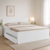 Letto Matrimoniale Bianco Dimensione Materasso 160x200 cm con Cassetto, 2 - Lidati