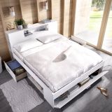 Letto Matrimoniale Bianco Marrone Rovere Contenitore Dimensione Materasso 160x200 cm, 2 - Murlo