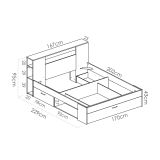 Letto Matrimoniale Bianco Marrone Rovere Contenitore Dimensione Materasso 160x200 cm, 2 - Murlo