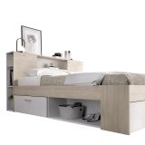 Letto Matrimoniale Bianco Marrone Rovere Contenitore Dimensione Materasso 160x200 cm, 2 - Murlo