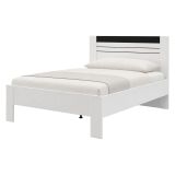Letto Matrimoniale Bianco Nero Dimensione Materasso 160x200 cm Testata Dettaglio Rigato, Peso Supportato 200 kg - Kabale