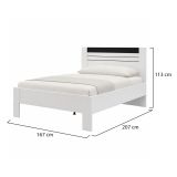 Letto Matrimoniale Bianco Nero Dimensione Materasso 160x200 cm Testata Dettaglio Rigato, Peso Supportato 200 kg - Kabale