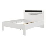 Letto Matrimoniale Bianco Nero Dimensione Materasso 160x200 cm Testata Dettaglio Rigato, Peso Supportato 200 kg - Kabale