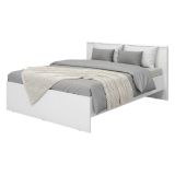 Letto Matrimoniale Bianco Opaco Testiera Dettaglio Geometrico Imbottito, Dimensione Materasso 160x200 cm - Gamalero