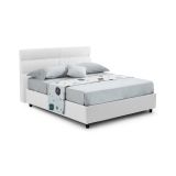 Letto Matrimoniale Bianco Sfoderabile Contenitore, Dimensione Materasso 160x190 cm Made in Italy - Brienno