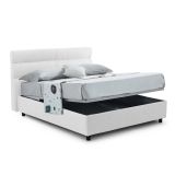 Letto Matrimoniale Bianco Sfoderabile Contenitore, Dimensione Materasso 160x190 cm Made in Italy - Brienno