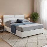 Letto Matrimoniale Bianco Sfoderabile Contenitore, Dimensione Materasso 160x200 cm Made in Italy - Ator