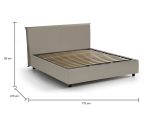 Letto matrimoniale Bice, Letto contenitore con rivestimento in ecopelle, 100% Made in Italy, Apertura frontale, adatto per materasso Cm 160x200, Tortora