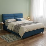 Letto Matrimoniale blu Materasso Incluso Sfoderabile, Contenitore Made in Italy - Asica