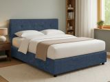 Letto Matrimoniale blu Sfoderabile Contenitore, Dimensione Materasso 160x190 cm - Colere