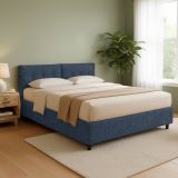 Letto Matrimoniale blu Sfoderabile Contenitore, Dimensione Materasso 160x190 cm - Levice