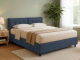 Letto Matrimoniale blu Sfoderabile Contenitore, Dimensione Materasso 160x190 cm - Levice