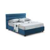 Letto Matrimoniale blu Sfoderabile Contenitore, Dimensione Materasso 160x190 cm Made in Italy - Brienno