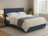Letto Matrimoniale blu Sfoderabile Contenitore, Dimensione Materasso 160x190 cm - Soliera