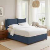 Letto Matrimoniale blu Sfoderabile Contenitore, Dimensione Materasso 160x200 cm - Davoli