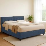 Letto Matrimoniale blu Sfoderabile Contenitore, Dimensione Materasso 160x200 cm - Rozzone