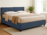 Letto Matrimoniale blu Sfoderabile Contenitore, Dimensione Materasso 160x200 cm - Rozzone