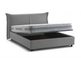 Letto matrimoniale Brunetta, Letto contenitore con rivestimento in tessuto, 100% Made in Italy, Apertura frontale, adatto per materasso Cm 160x190, Grigio