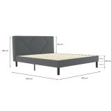 Letto matrimoniale Caldes, Sommier per camera da letto, Giroletto per stanza, Struttura porta materasso, Adatto a materasso Cm 160x190, Grigio Tortora