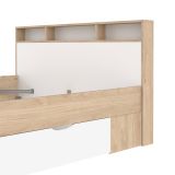 Letto matrimoniale Capucine, Sommier per camera da letto, Giroletto per stanza, Struttura porta materasso, 216x170 h97 cm, Rovere e Bianco