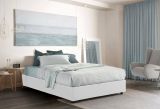 Letto matrimoniale Chloe, Letto contenitore con rivestimento in tessuto, 100% Made in Italy, Apertura frontale, adatto per materasso Cm 140x200, Bianco