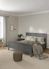Letto matrimoniale Clairette, Sommier per camera da letto, Giroletto per stanza, Struttura porta materasso, 179x211 h110 cm, Grigio