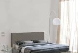 Letto matrimoniale Cleopatra, Testata in ecopelle a muro, 100% Made in Italy, adatta a letto Matrimoniale, Cm 170x60, Tortora