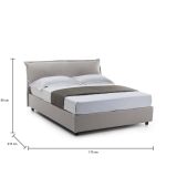 Letto matrimoniale Clorinda, Letto contenitore sfoderabile con testiera e giroletto contenitore imbottiti, 100% Made in Italy, con materasso Cm 160x200 incluso, Grigio