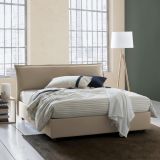 Letto matrimoniale contenitore beige 175x205cm rivestito in tessuto - Andyymion