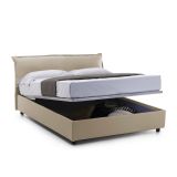 Letto matrimoniale contenitore beige 175x205cm rivestito in tessuto - Andyymion